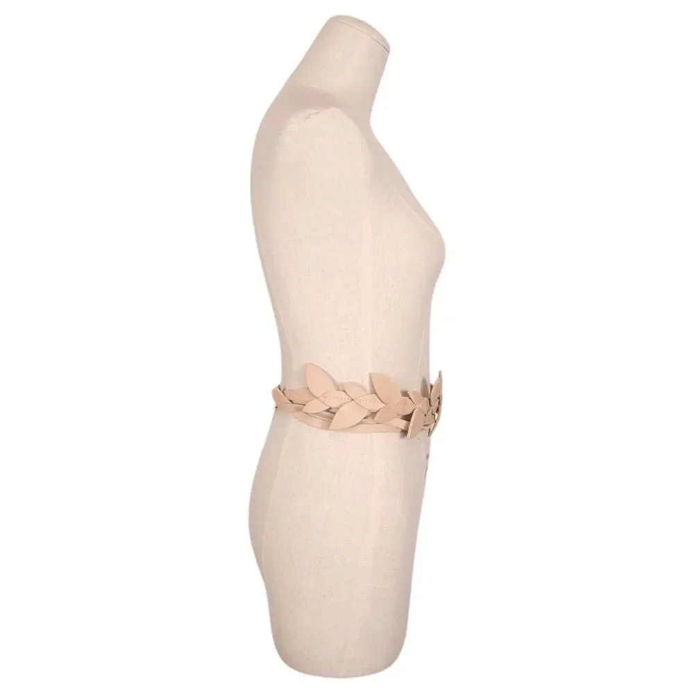 ADA Wrap Belt Anthropologie Beige Leather Leaves